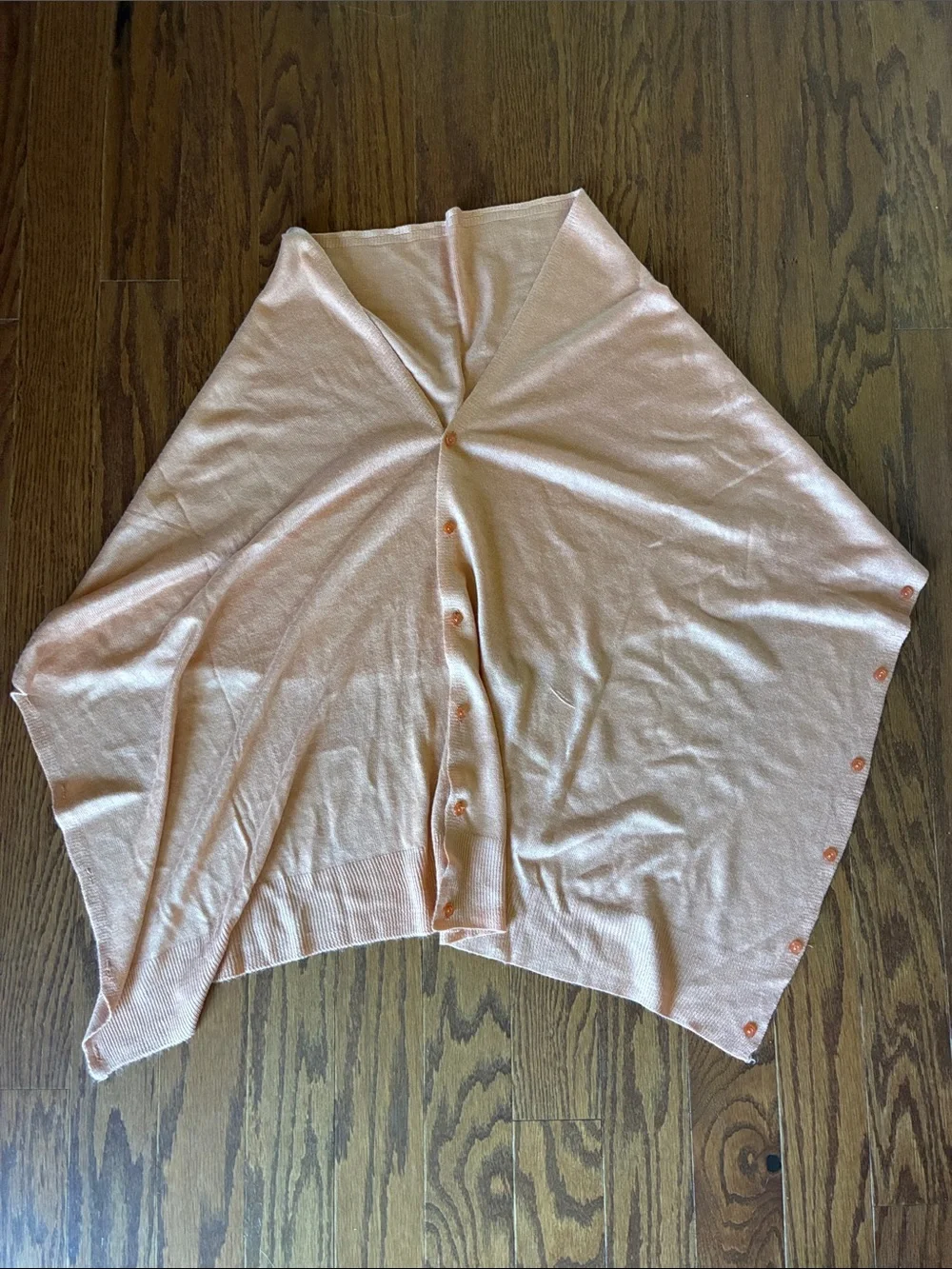 Noelle Lightweight Orange Button-Front Shawl Poncho Scarf